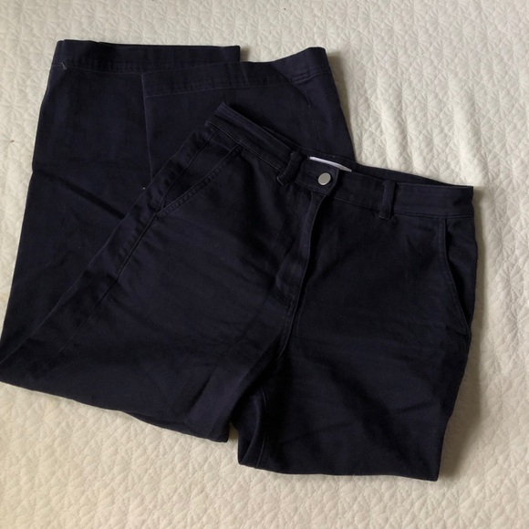 Everlane Wide Leg Crop Pants Navy sz 4 - Picture 2 of 2